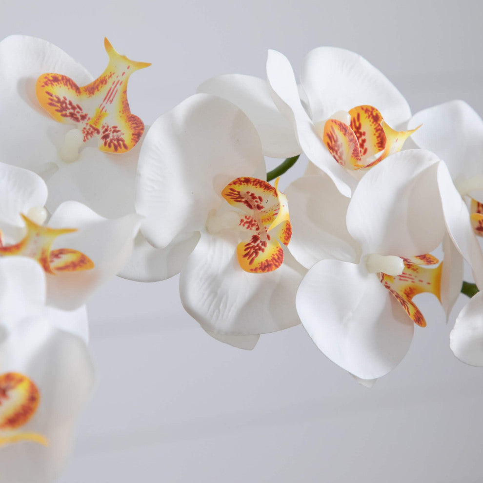 26in Faux Double Orchid Arrangement, Handmade Mexican Talavera Ceramic Planter