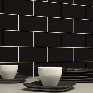 Glass Subway Tile, Black, Sample Swatch