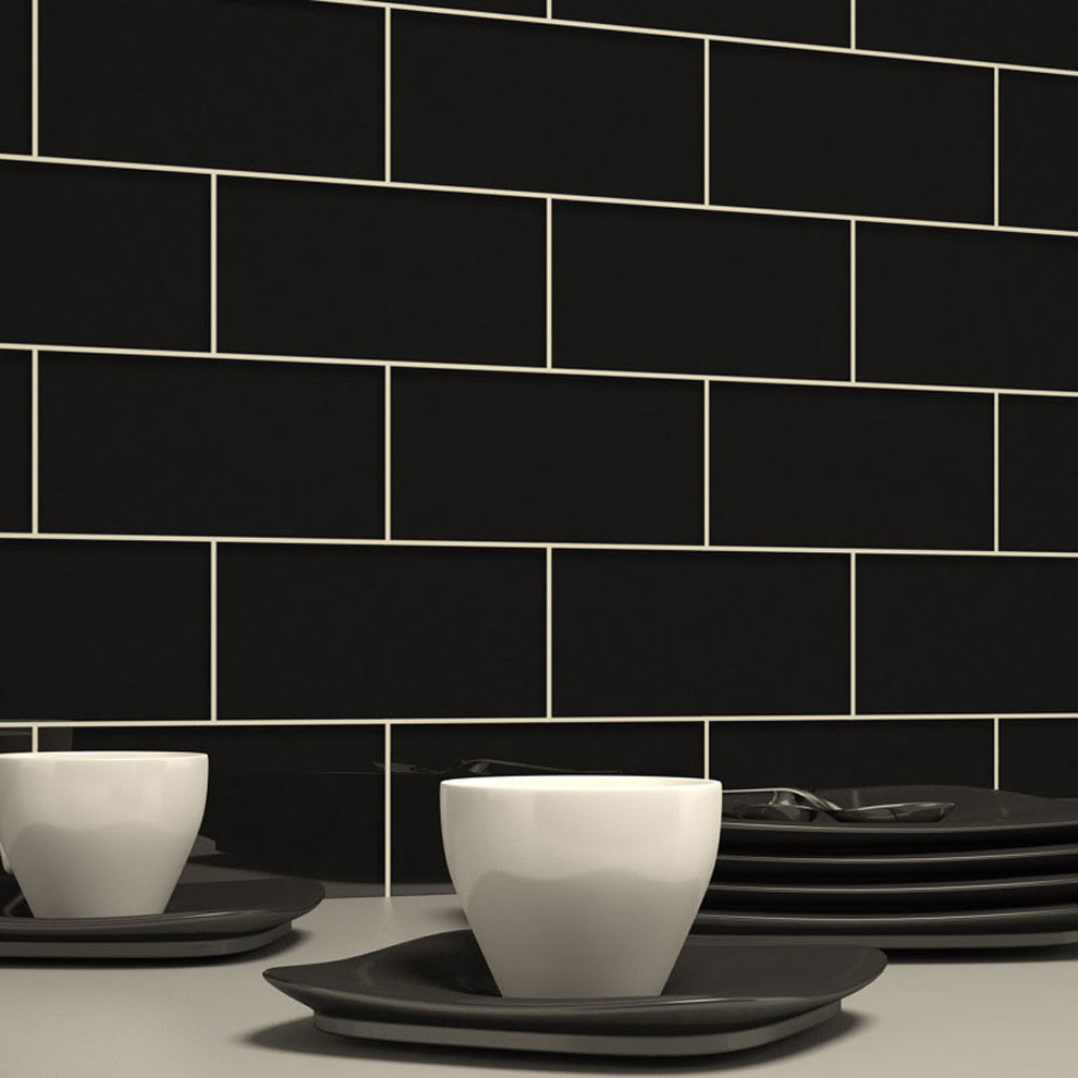 Glass Subway Tile, Black, Sample Swatch