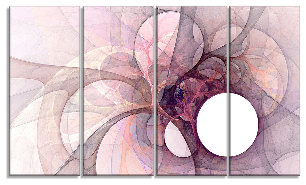 Light Purple Fractal Angel Wings, Abstract Wall Art Canvas, 48"x28", 4 Panels