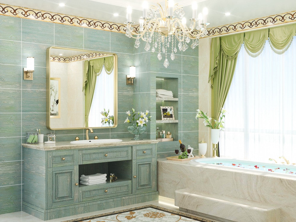 Metal Frame Decorative Rectangular Wall Mount Mirror, Gold, 36"x36"