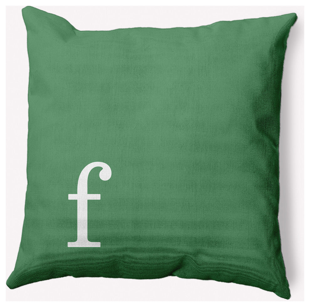 18" x 18" Modern Monogram Indoor/Outdoor Polyester Throw Pillow, Sage