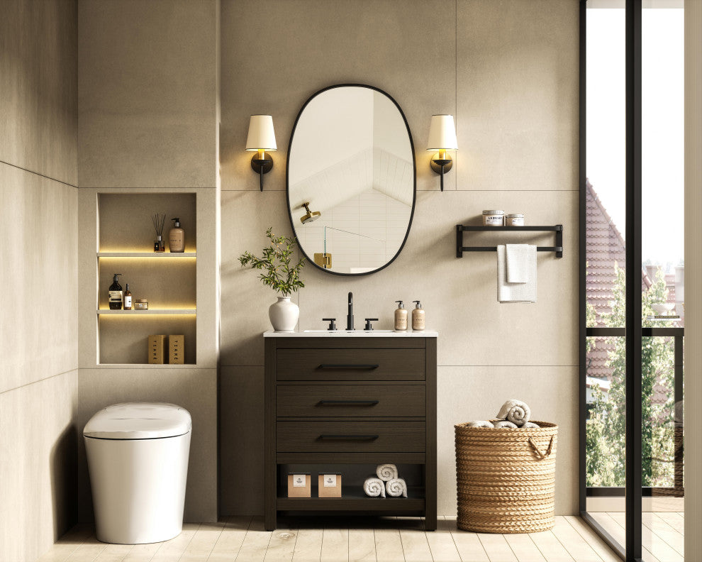 Home Living 30" Single Bathroom Vanity, Mocha Brown