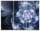 "Fractal Flower Light Blue Petals" Digital Metal Wall Art, 3 Panels, 36"x28"