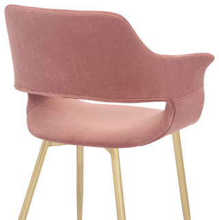Gigi Pink Velvet Dining Room Chair with Gold Metal Legs - Set of 2
