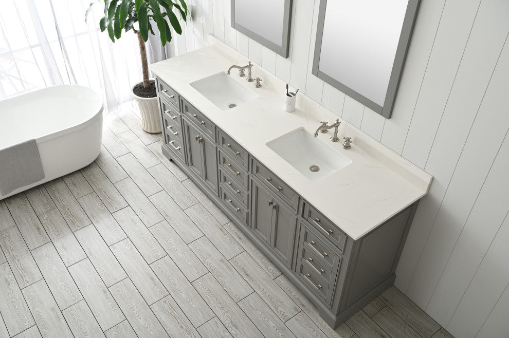 Milano 84" Gray Double Rectangular Sink Vanity