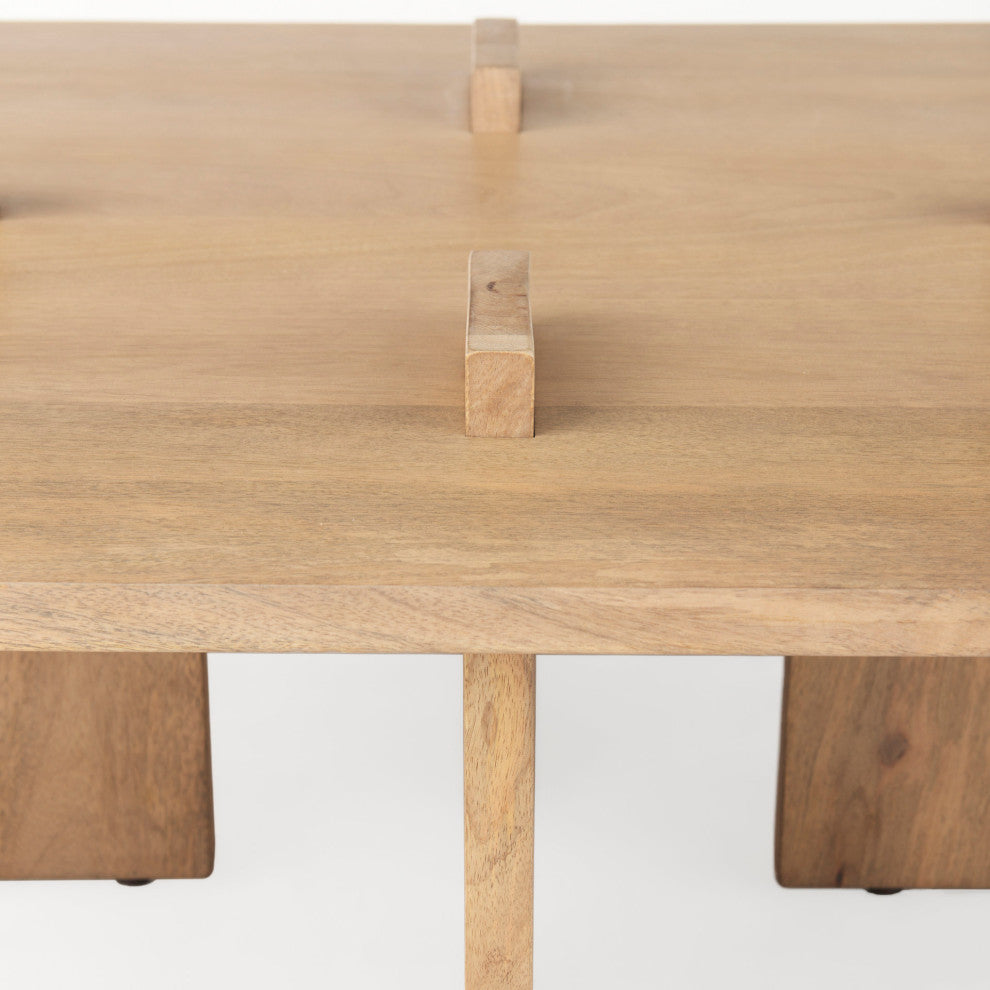 Aida 56x34x15 Wood Rectangle Coffee Table, Natural Brown