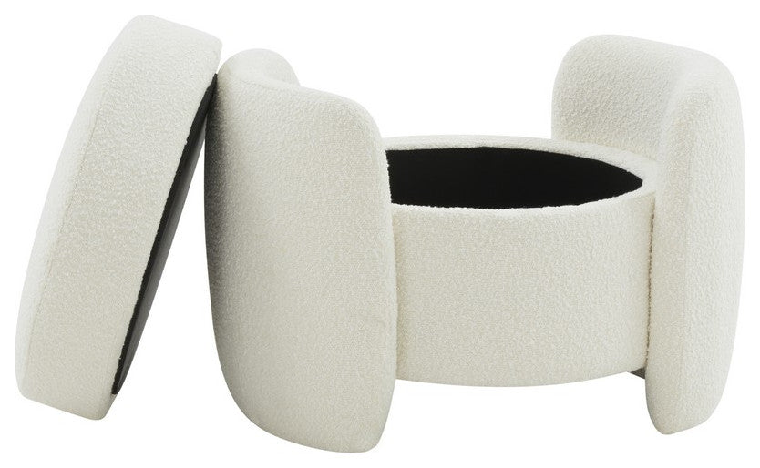 Safavieh Couture Danianna Boucle Ottoman, Ivory