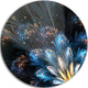 Blue Flower With Golden Details, Floral Digital Disc Metal Artwork, 11"