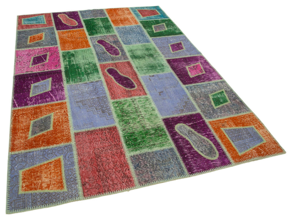 Rug N Carpet - Handmade Oriental 5' 5" x 7' 9" Boho Patchwork Area Rug