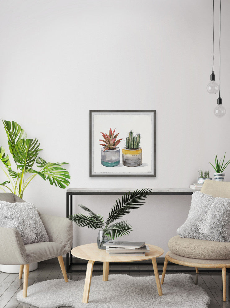 "Succulent Pair" Framed Painting Print