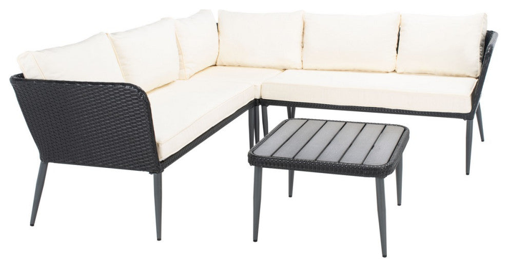 Safavieh Serson 4 Piece Sofa Set, Black/Beige