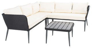 Safavieh Serson 4 Piece Sofa Set, Black/Beige
