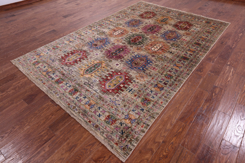 6' 7" X 10' 2" Fine Turkmen Ersari Hand Knotted Rug - Q12487