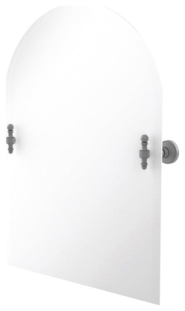 Frameless Arched Top Beveled Edge Tilt Mirror, Matte Gray