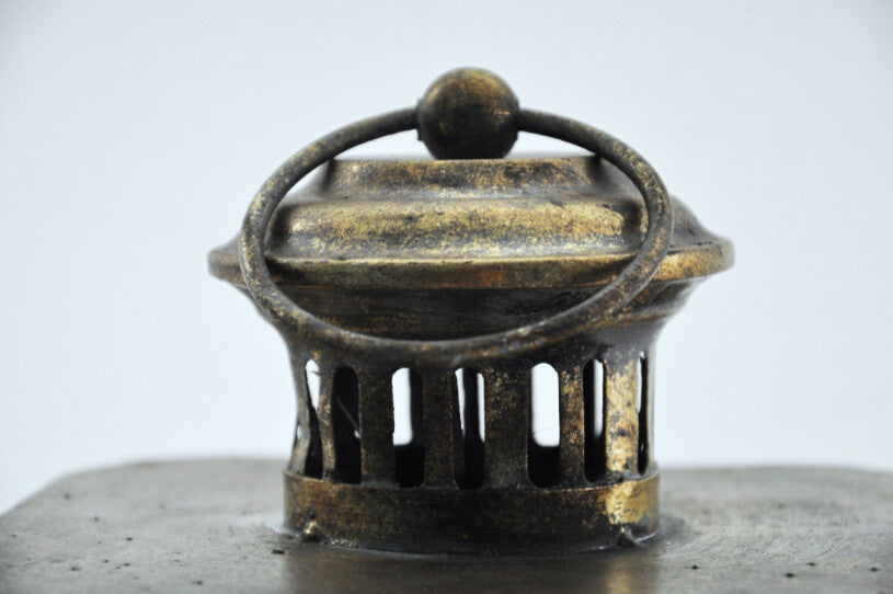 Metal Hanging Candle Lantern With Heart Pattern, Bronze