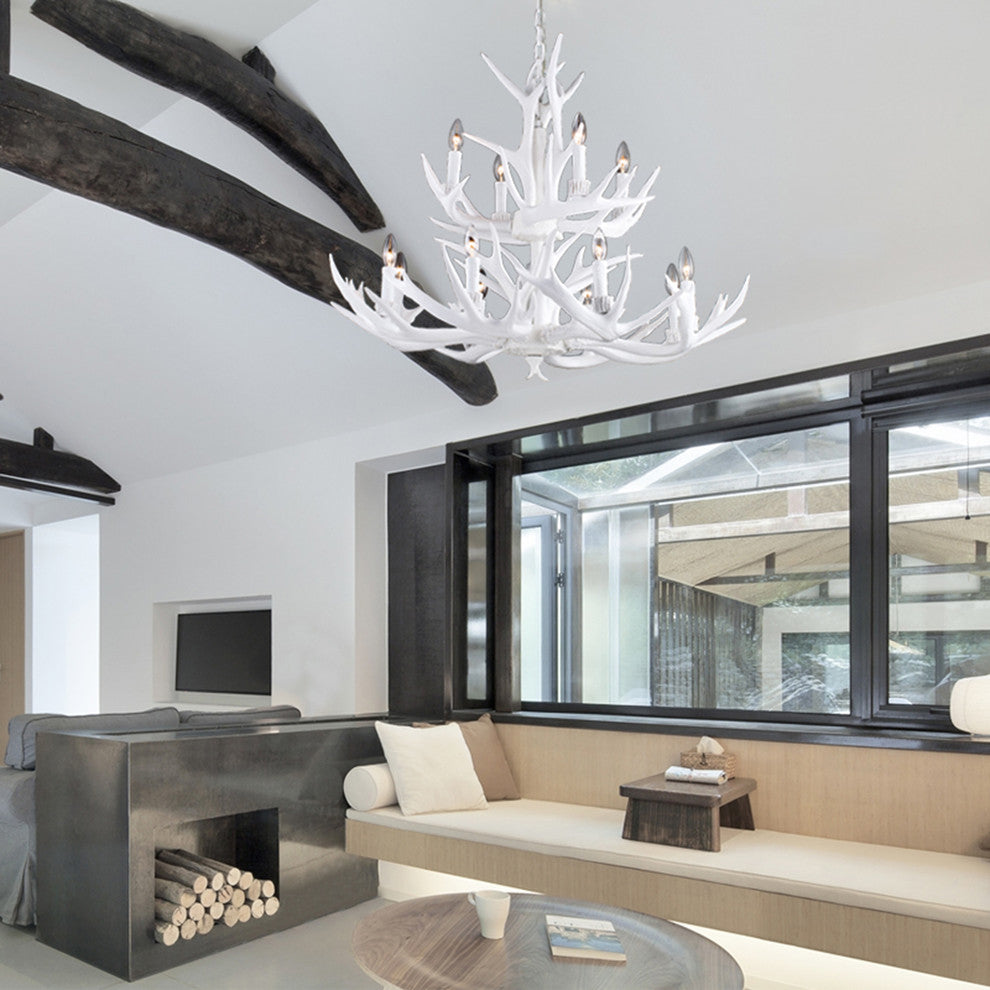White Polyresin Antler Lighting Fixture