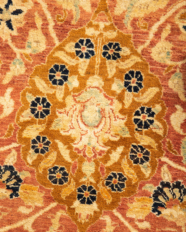 Kutkai One-of-a-Kind Hand-Knotted Area Rug Orange, 9'3"x12'1"