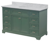 Aria 60" Bathroom Vanity, Sage Green, Carrara Marble, Single Vanity
