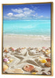 Designart Caribbean Sea Starfish Beach Framed Canvas Art Print, Gold, 18x34
