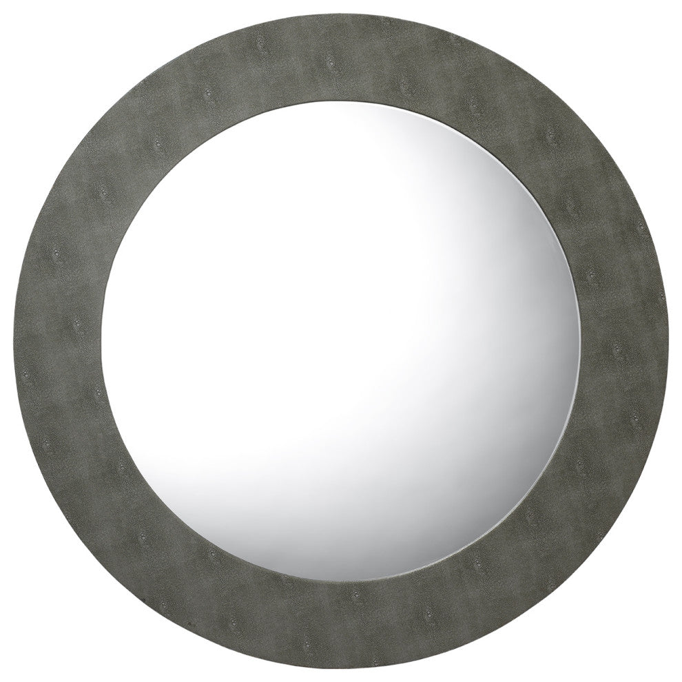 Chester Shagreen Round Mirror, Grey
