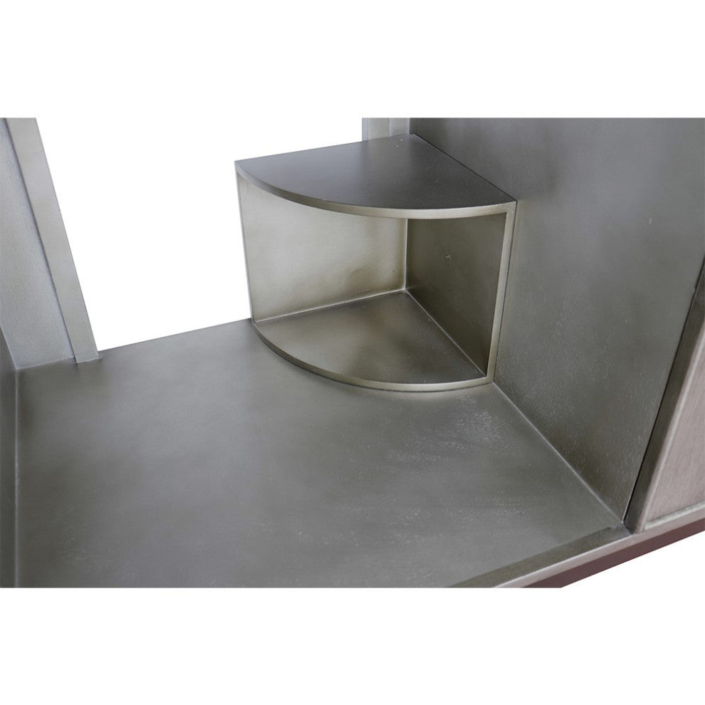 37" Single Wall Mount Vanity, Linen Brown Finish With White Carrara Top