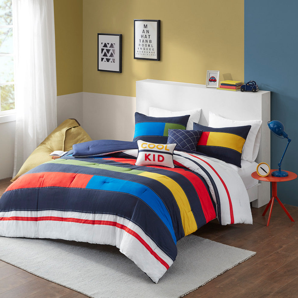 Kids Morris Cool Kid Color Block Comforter Set, Twin