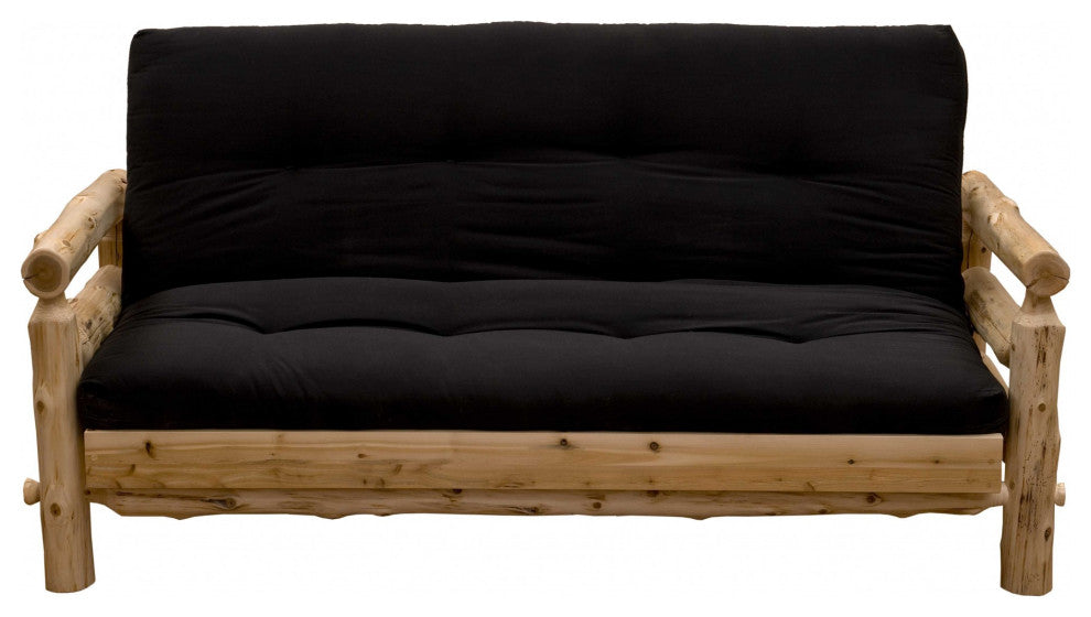 HomeRoots Authentic Log Cabin Natural Cedar Futon