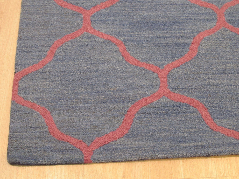 Blue Traditional Trellis Moroccan Area Rug