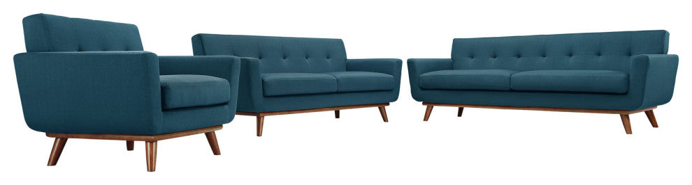 Engage Sofa Loveseat and Armchair Set of 3 - Azure