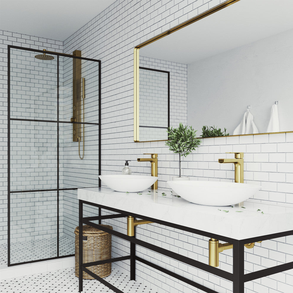 VIGO Amada 10" H Single Handle Single Hole Bathroom Vessel Faucet, Matte Brushed Gold