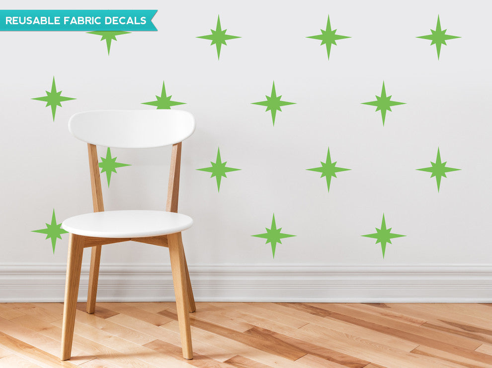 Retro Stars Fabric Wall Decal, Green