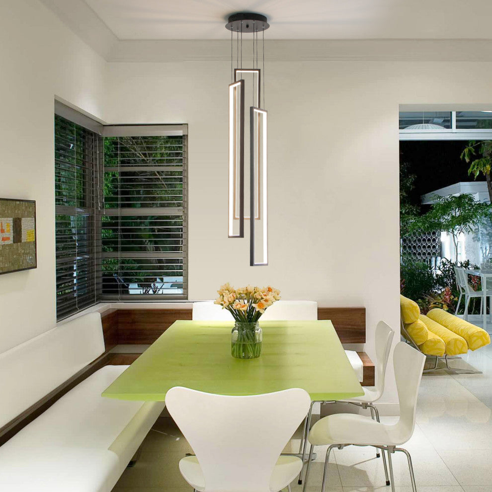 Modern Rectangle LED Chandelier for Stairs, Living Room, Hall, 9.8"x9.8"x80.7"