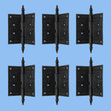 Wrought Iron Butt Hinge Black Victorian Steeple Tip Pack of 6