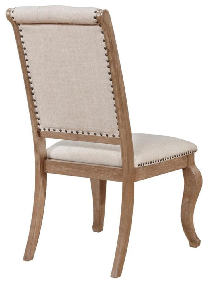 Coaster Brockway Fabric Tufted Side Chairs in Cream and Barley Brown