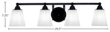 Paramount 4-Light Bath Bar, Matte Black, 4.5" White Muslin Glass