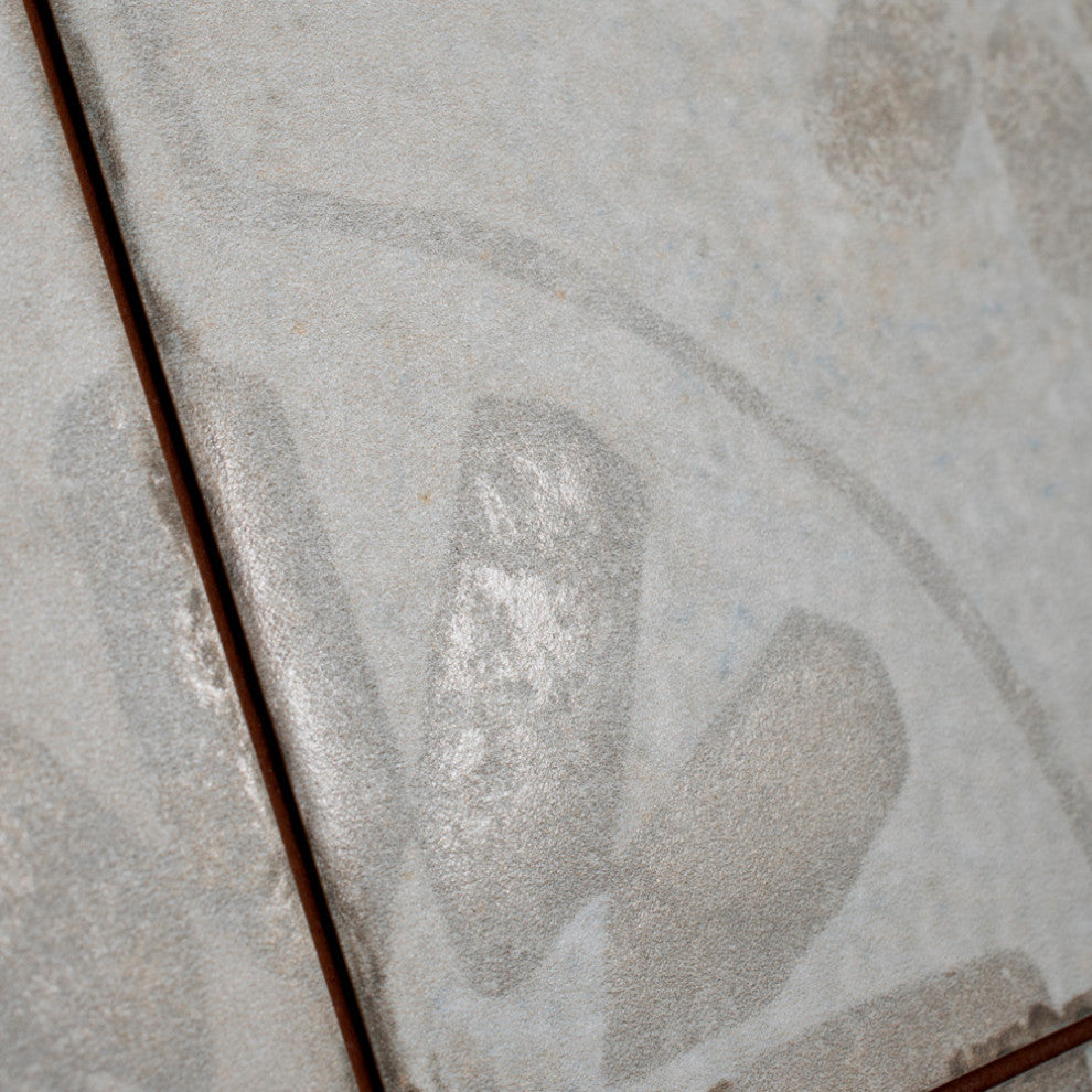 Kings Blume Encaustic Ceramic Floor and Wall Tile, White, Sample