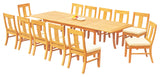 13-Piece Outdoor Teak Dining Set, 117" Rectangle Table, 12 Osbo Armless Chairs