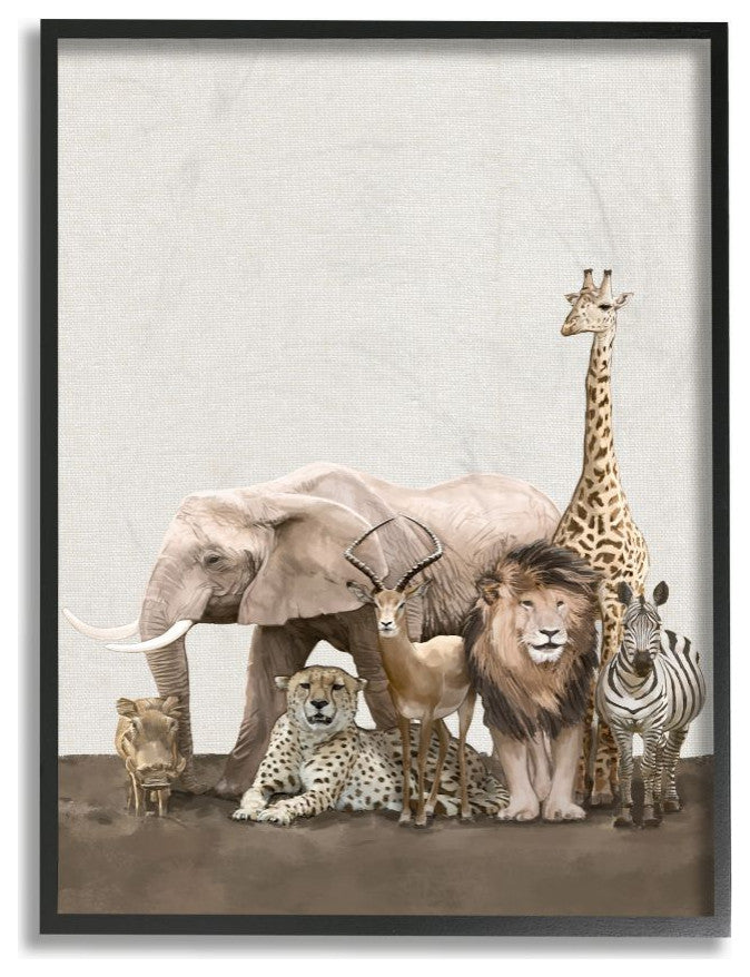 Wild Zoo Animals Elephant Lion Giraffe Zebra Design, 24"x30"
