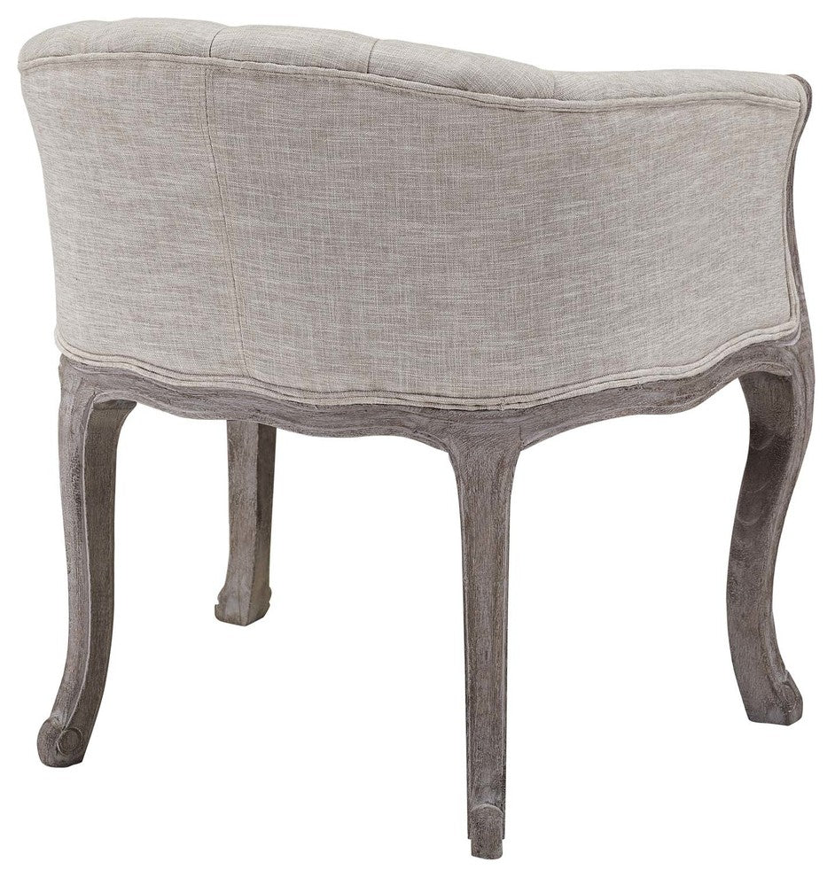 Crown Dining Armchair Upholstered Fabric Set of 4, Beige