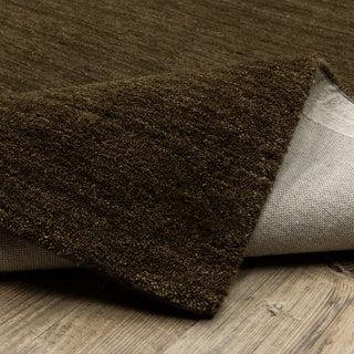 Apollo Heathered Solid Brown Hand-Made Wool Area Rug Runner 2'6" x 8'