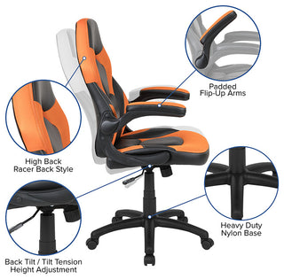 Gaming Desk and Orange/Black Racing Chair Set