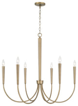 Holden Six Light Chandelier, Aged Brass