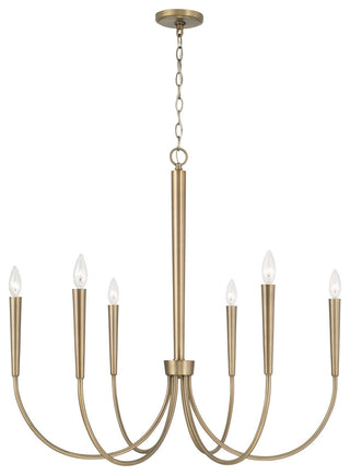 Holden Six Light Chandelier, Aged Brass