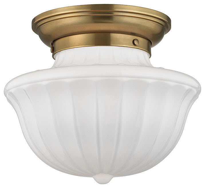 Dutchess 1-Light, Flush Mount, Aged Brass, 12"