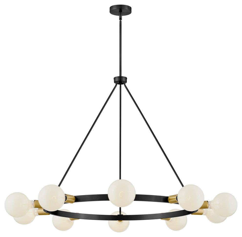 Lark Orla 24" Large Single Tier Chandelier, Black + Lacquered Brass