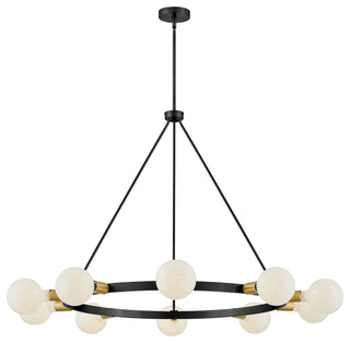 Lark Orla 24" Large Single Tier Chandelier, Black + Lacquered Brass