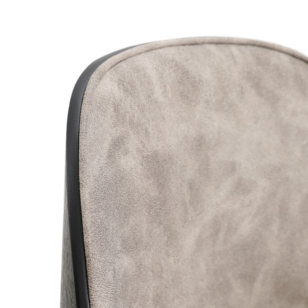 LeisureMod Tule Dining Side Chair With Upholstered Seat and Steel Frame, Black/Charcoal
