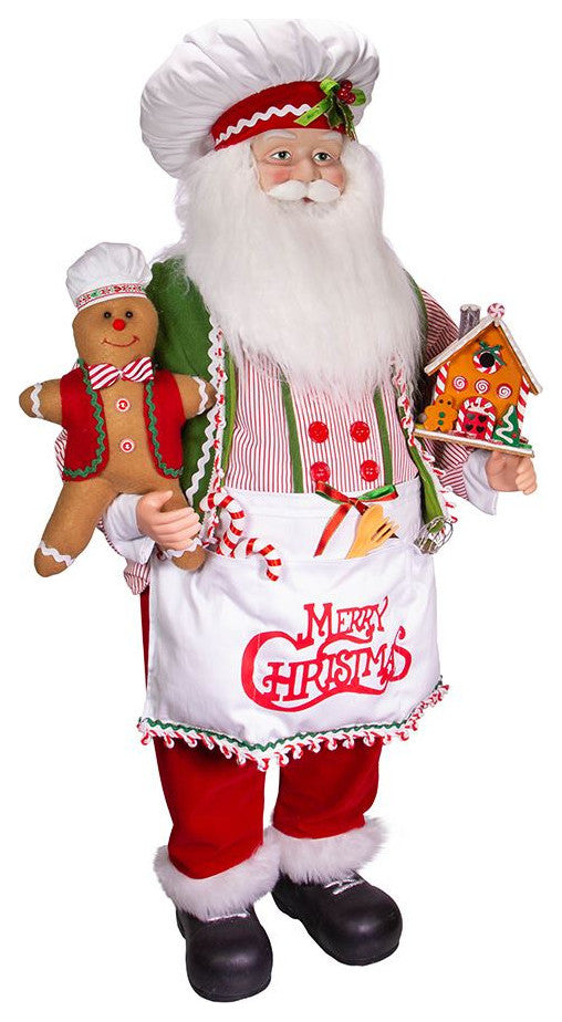 Kurt Adler 40" Christmas Chef Santa with Gingerbread