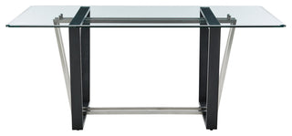 Kai Anastasia Glass Dining Table 5-Piece Set, Light Gray Fabric Chairs